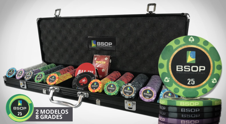 Maleta com 500 Fichas de Poker do BSOP em Cerâmica